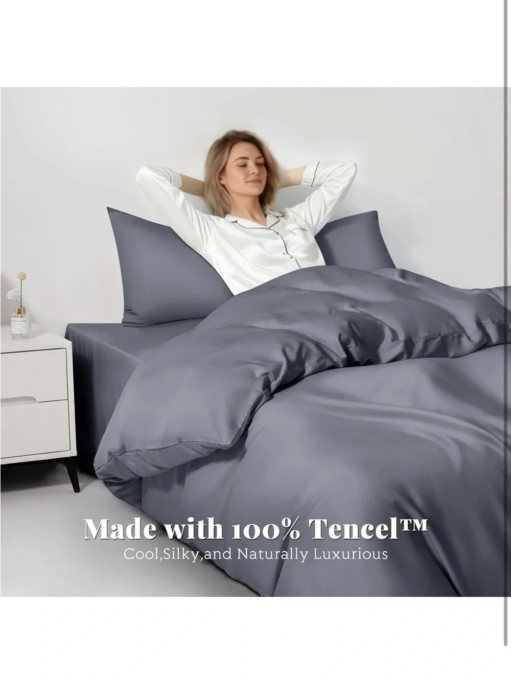 NEW Hot Sleeper Sheets Tencel Duvet Cover Set, Twin/TwinXL Size - Dark Grey